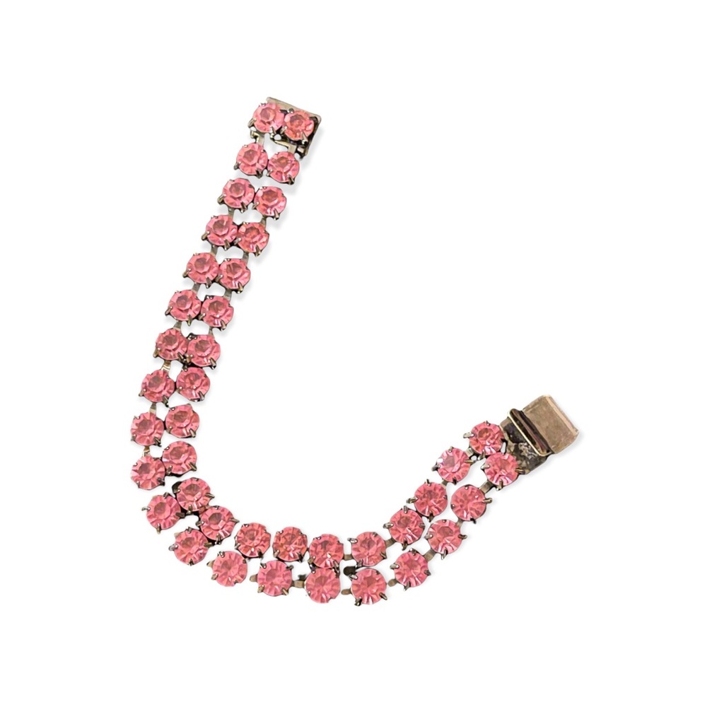 Vintage pink crystal bracelet - Picture 2 of 7